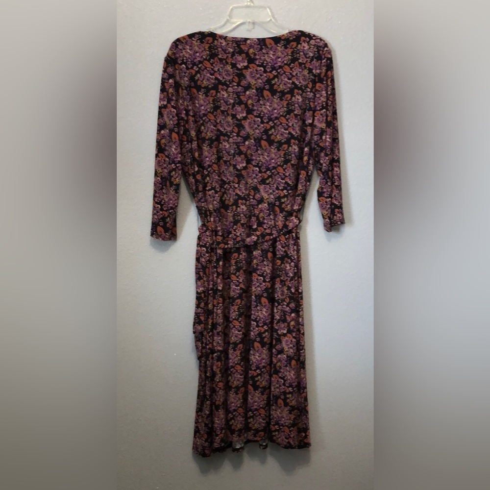 Lauren CARLYNA Ralph Lauren Woman's16W jersey 3/4 Sleeve day dress purple floral - Picture 9 of 16